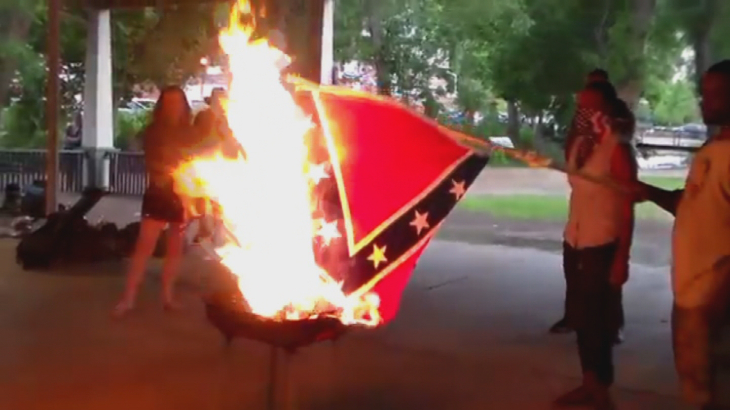 burning a flag.